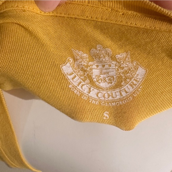 Juicy Couture Y2K Yellow Graphic Rhinestoned Mcbling Tee - Picture 6 of 6